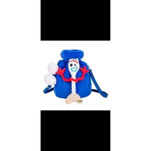 Disney Pixar Toy Story 4 Forky Plush Crossbody Bag Blue Fuzzy Purse